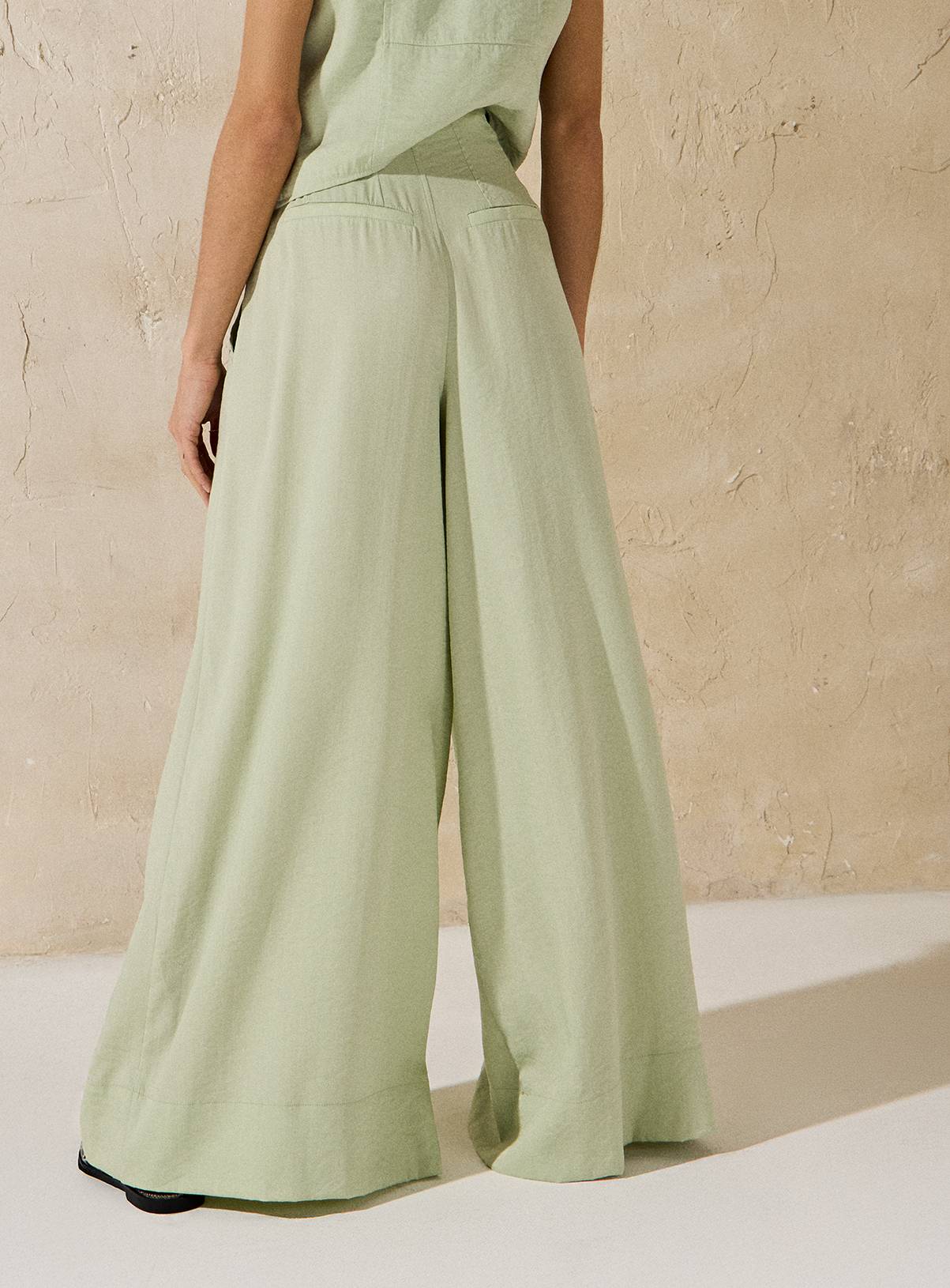 EVERBELLE Green Soft Tailored Co-ord Wide Leg Trousers 14 - Image 4